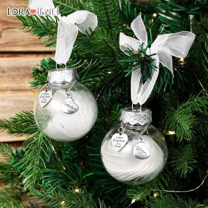 Memorial Ornament Feather Ball Decoration A Piece of My Heart Is In Heaven-Jessemade AU