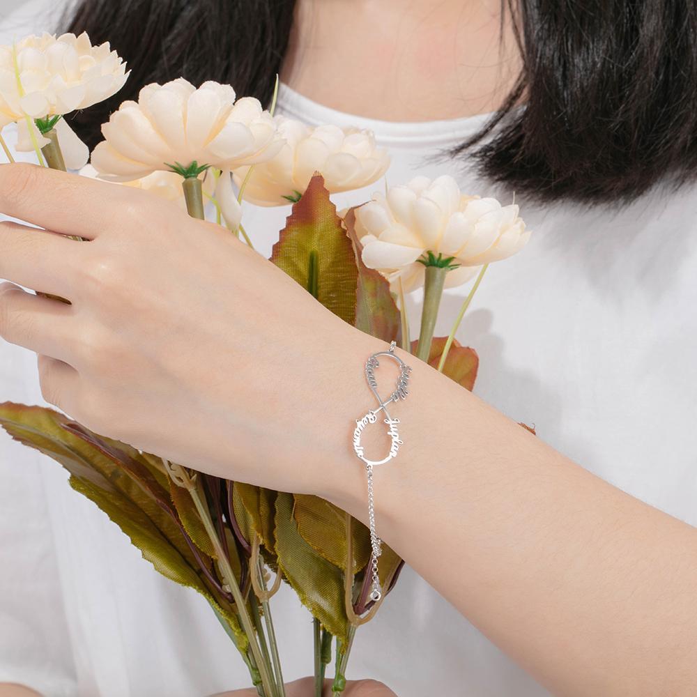 925 Sterling Silver Personalised Infinity Name Bracelets Name Bracelet-Jessemade AU