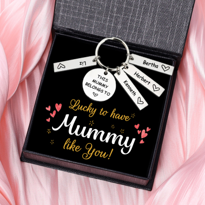 4 Names - Personalised Name Keychain Stainless Steel Keychain Special Gift for Mommy/Mummy-Jessemade AU