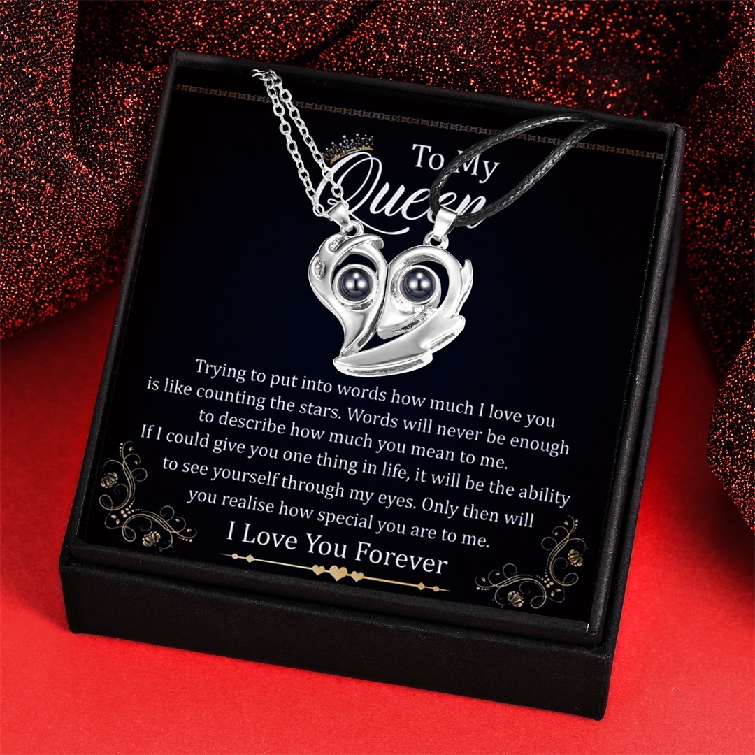 Personalised 100 Languages "I Love You" Heart Projection Necklace Custom Photo Gifts For Her-Jessemade AU