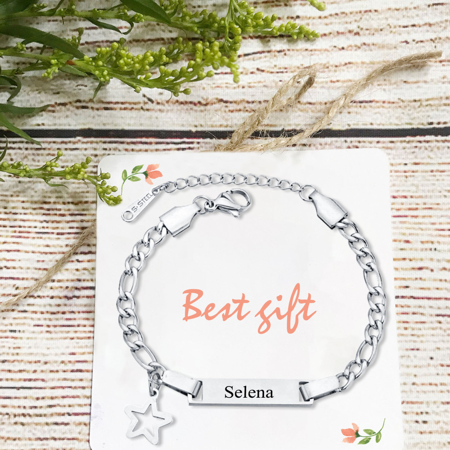 Custom Name Bracelet Personalised Cuban Chain Bracelet Star Bracelet Love Gifts-Jessemade AU