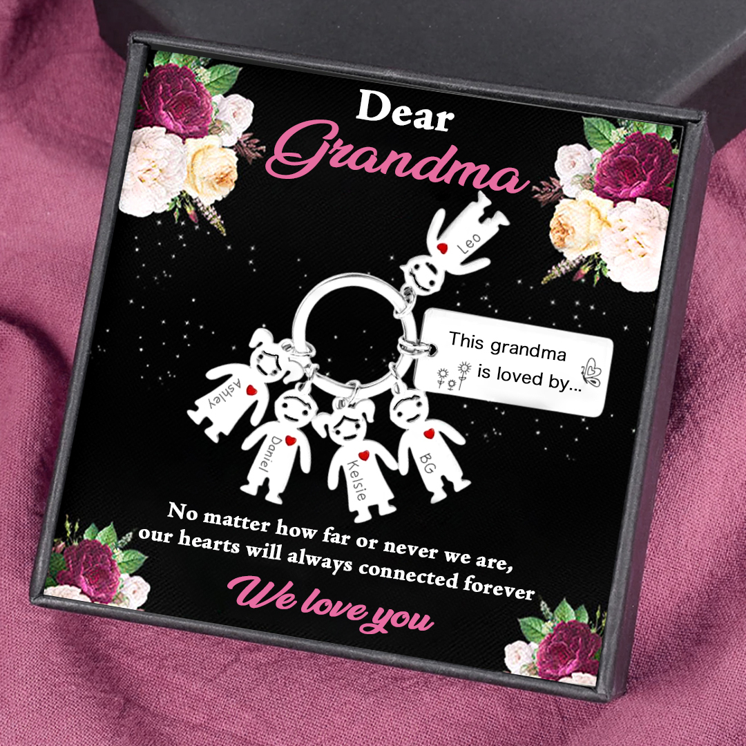 Custom 5 Names Personalised Family Keychain Gift for Grandma-Jessemade AU