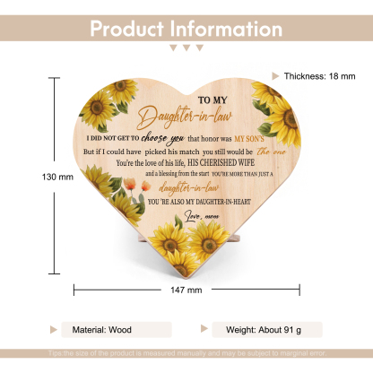 To My Daughter-In-Law Wooden Heart Keepsake Desktop Ornament-I Did Not Get To Choose You-Jessemade AU
