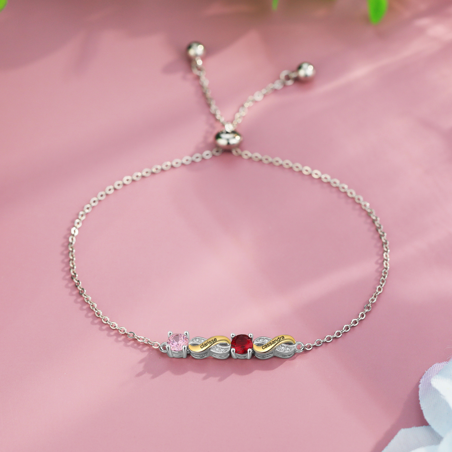 2 Names - Personalised Infinity Bracelet Custom Names & Birthstones Family Bracelet Gifts For Mother-Jessemade AU
