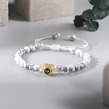 Personalised Projection Beaded Bracelet Customised Photo Bracelet White Adjustable Bracelet Personalised Gift for Couples-Jessemade AU