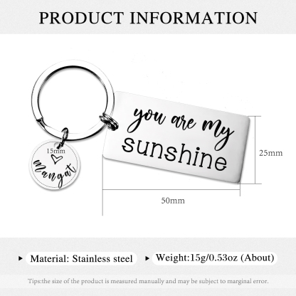 "You Are My Sunshine" Keychain Personalised Name Keyring Gifts for Her/Him-Jessemade AU
