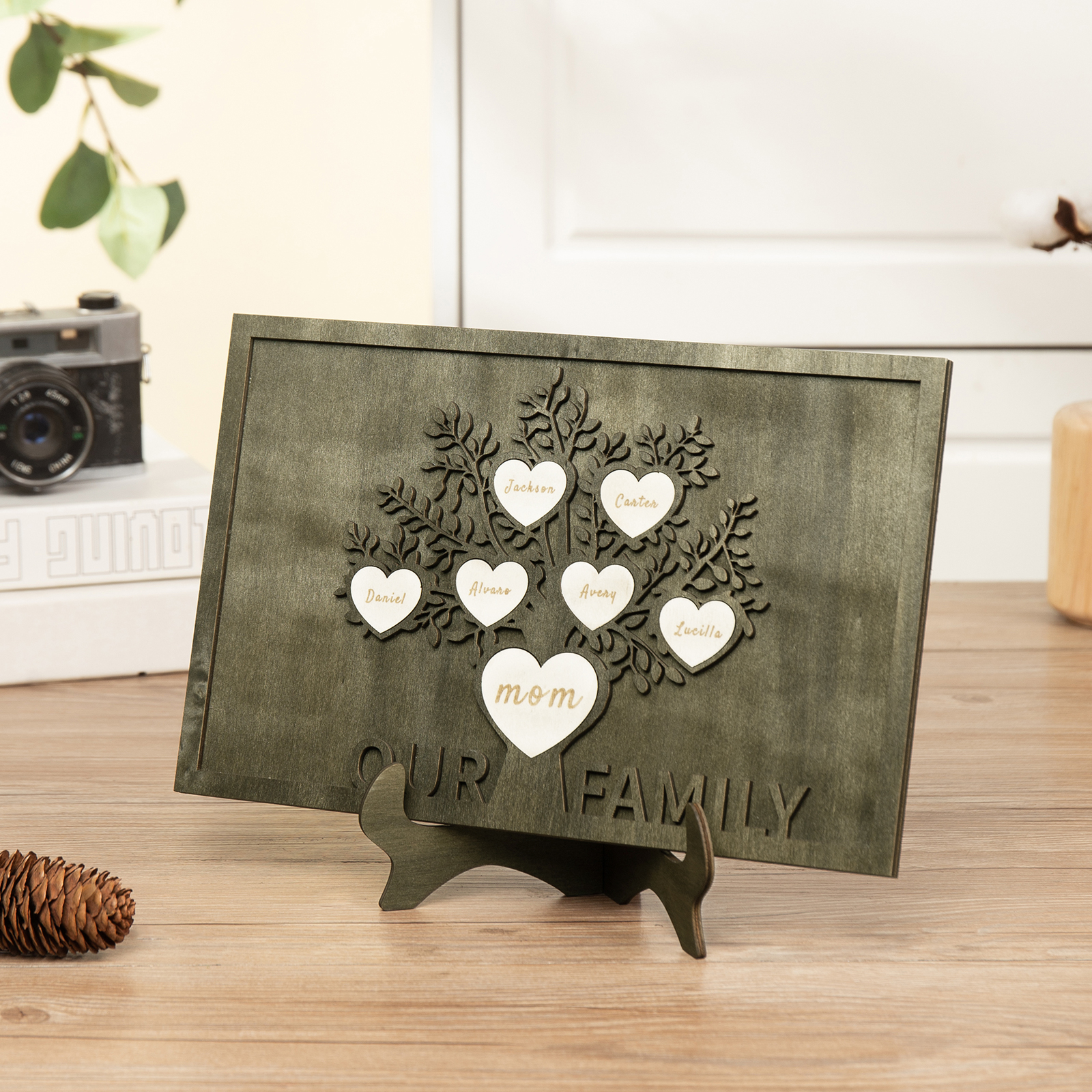 Family Tree Wood Frame Personalised Family Tree Sign Custom 7 Names Plaque-Jessemade AU