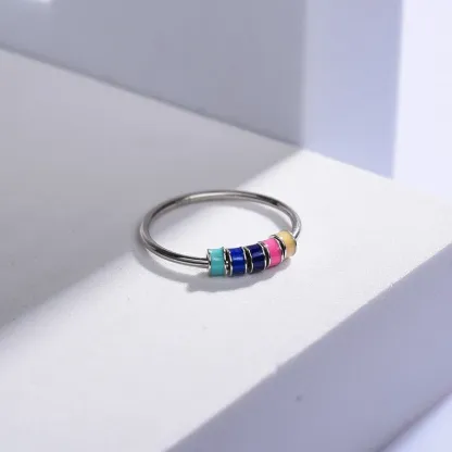 For Daughter-S925 Colourful Beads Fidget Ring Anxiety Spinning Ring" Your anxiety is lying to you"-Jessemade AU