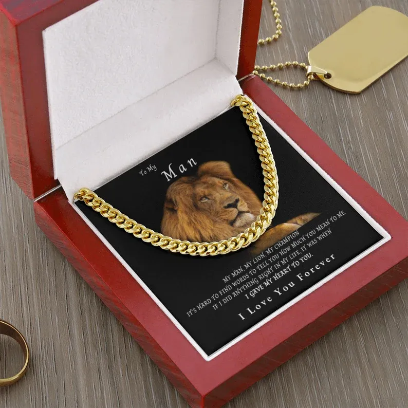 To My Man-Cuban Link Chain Necklace Gift Set "I Gave My Heart to You"-Jessemade AU
