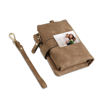 Personalised Women's Leather Wallet Custom Birthday Flower & Name & Photo Wallet Gift for Her