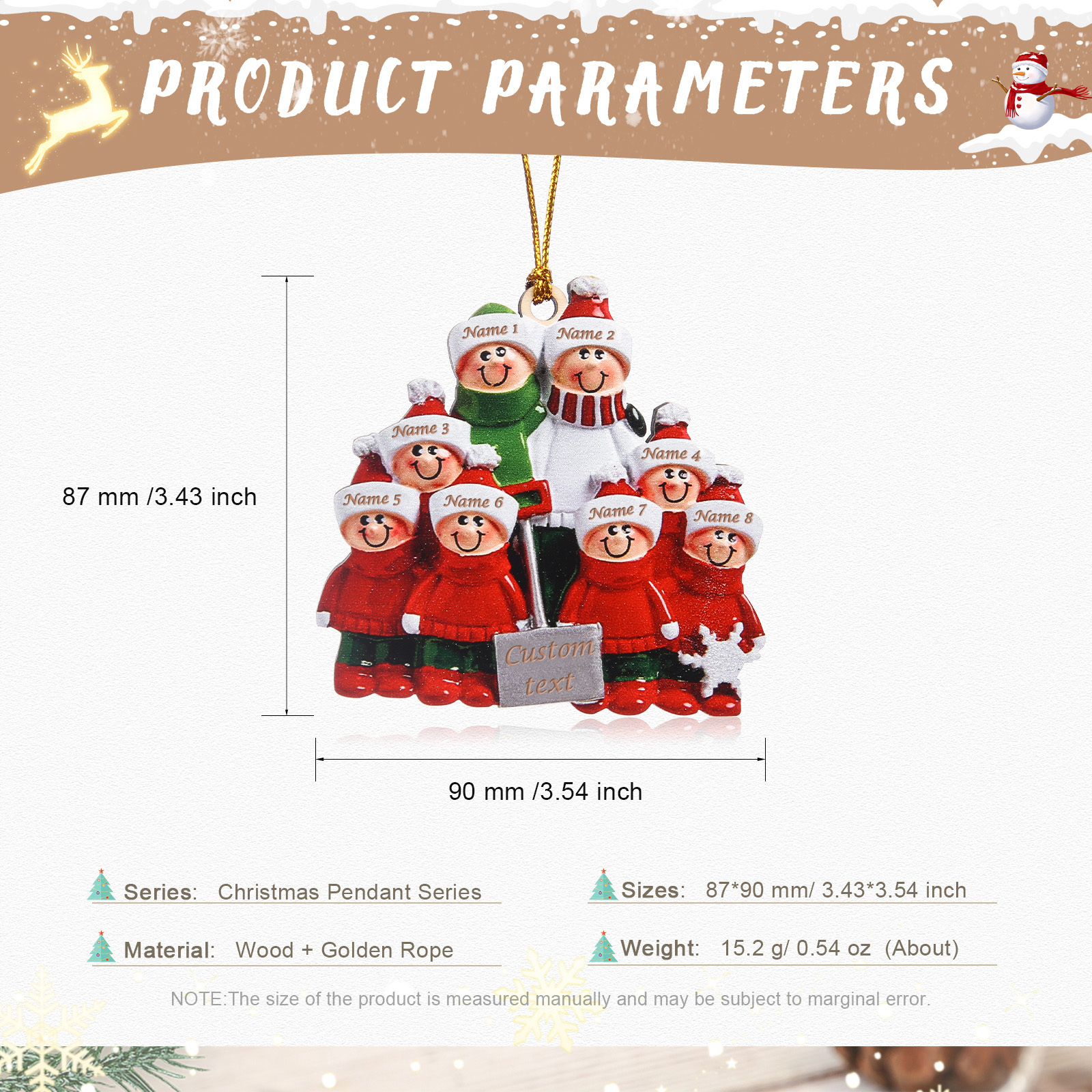 8 Names - Personalised Christmas Tree Ornaments Wooden Christmas Decor with Name Gifts for Family Friends-Jessemade AU