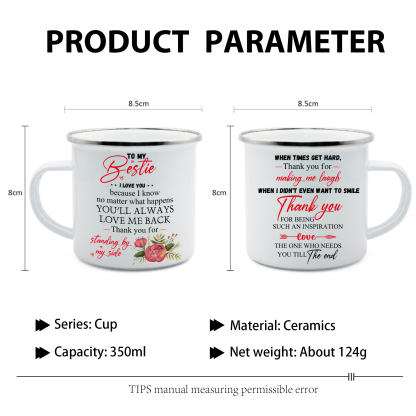 To My Bestie Mug Enamel Cup "Thank You For Standing By My Side" Gifts for Sisters/Friends-Jessemade AU