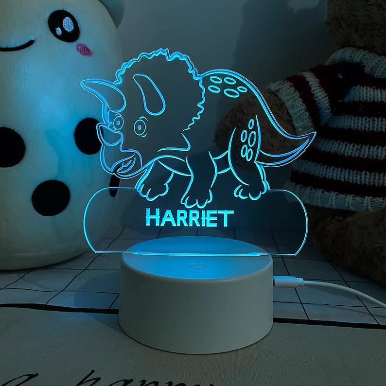 Personalised Rhino Home Decoration Lamp With Custom Name Night Light Kid's Bedroom Decor Children's LED Light-Jessemade AU