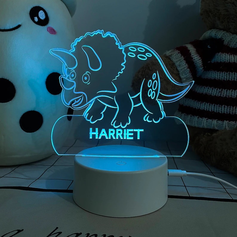 Personalised Rhino Home Decoration Lamp With Custom Name Night Light Kid's Bedroom Decor Children's LED Light-Jessemade AU