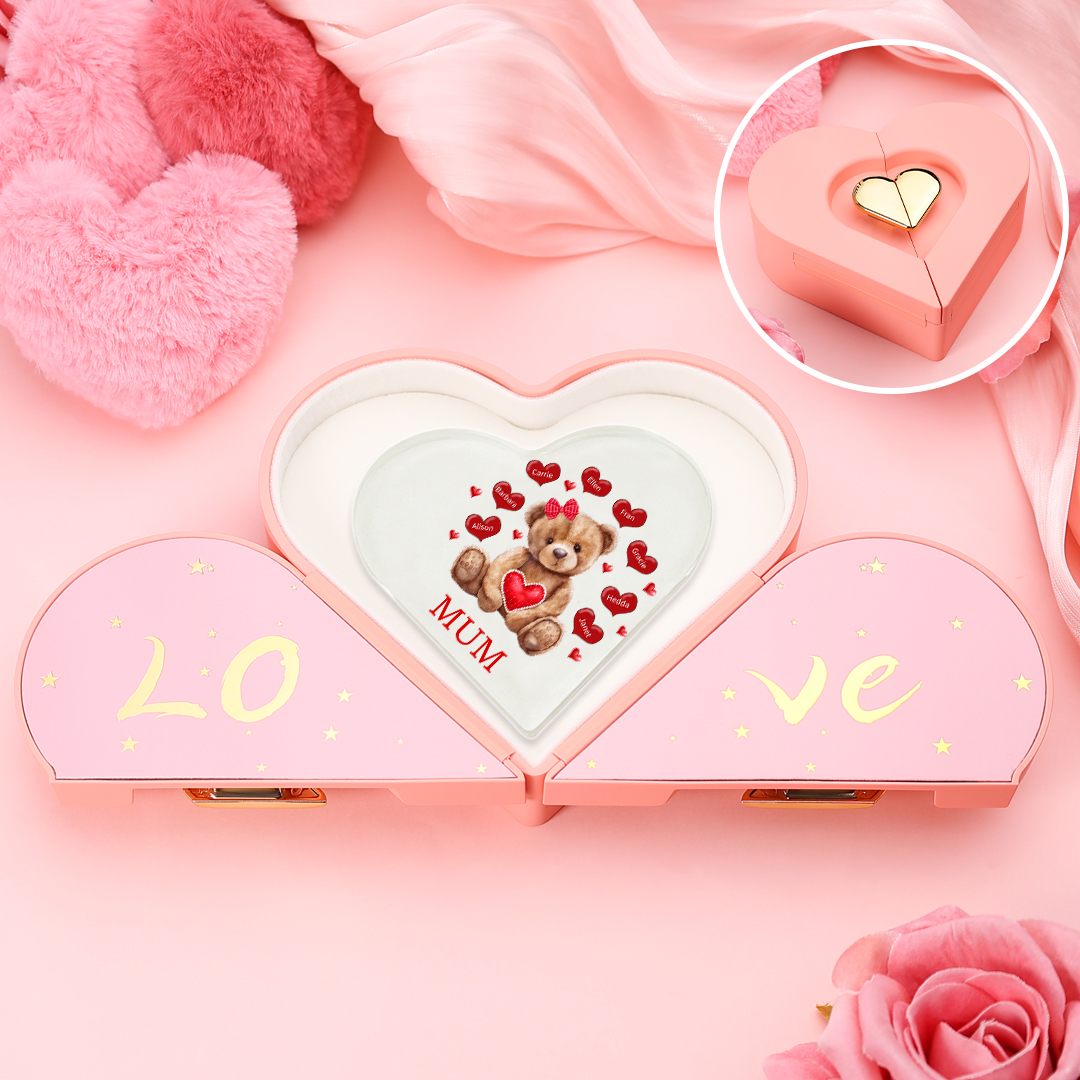 8 Names - Personalised Acrylic Heart Keepsake Custom 2 Texts Teddy Bear Ornaments Gifts for Grandma/Mother-Jessemade AU