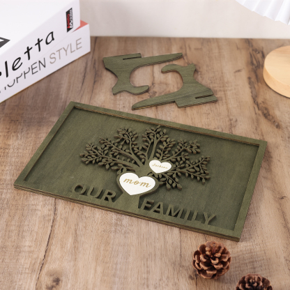 Family Tree Wood Frame Personalised Family Tree Sign Custom 2 Names Plaque-Jessemade AU