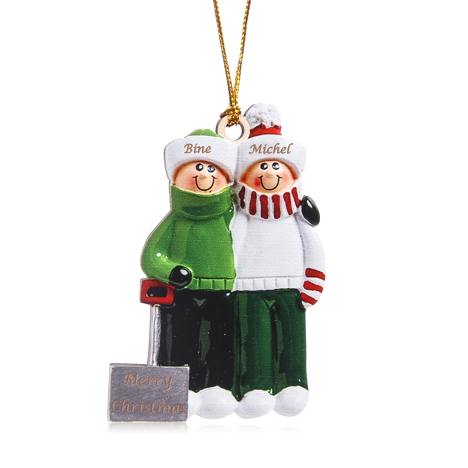 2 Names - Personalised Christmas Tree Ornaments Wooden Christmas Decor with Name Gifts for Family Friends-Jessemade AU