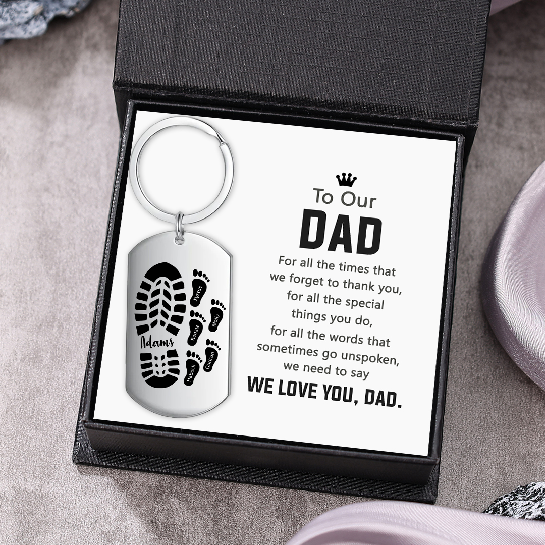 Personalised 6 Names Keychain Custom Dad Shoe Baby Foot Keychain Father's Day Gifts-Jessemade AU
