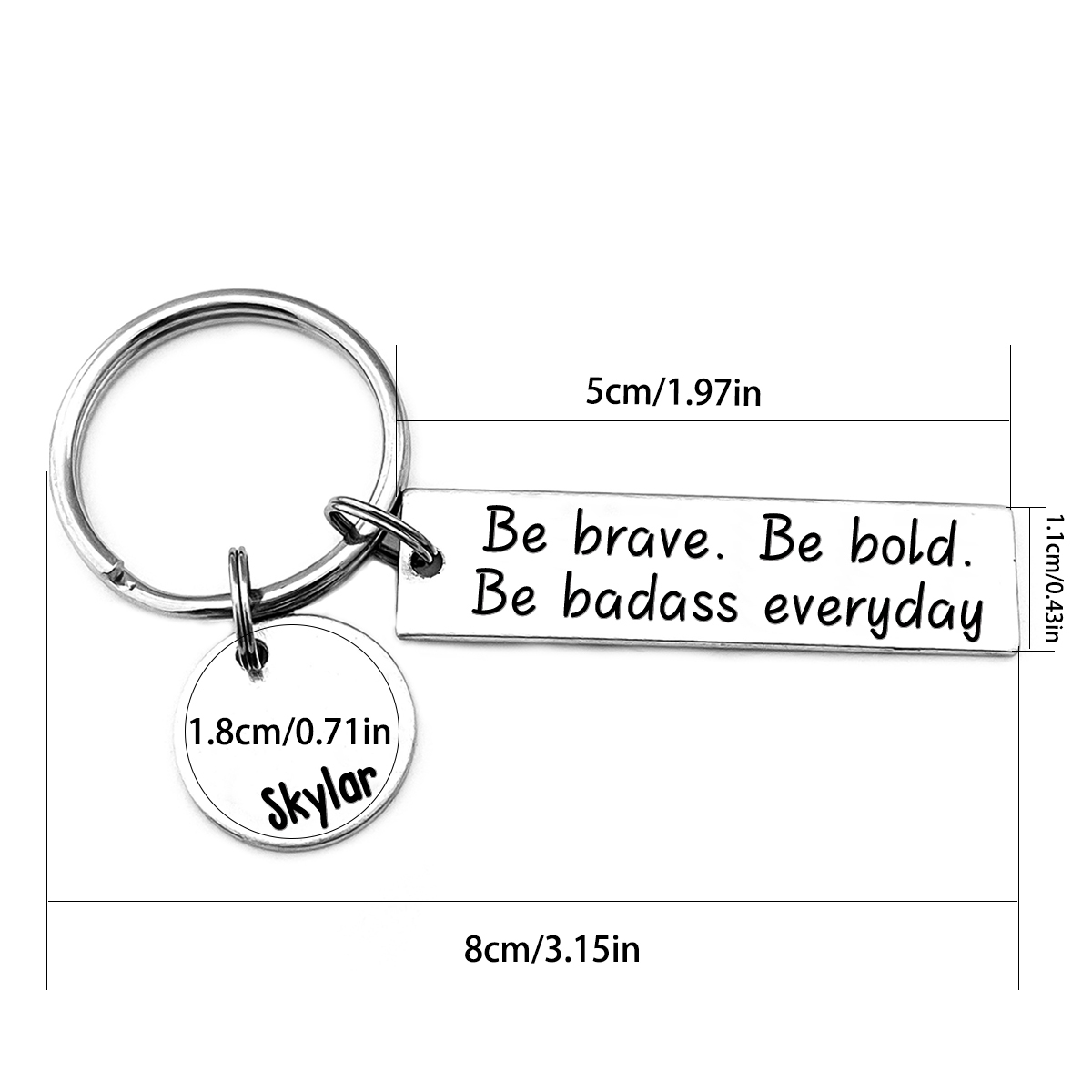 Be Brave Keychain Personalised Name Inspirational Gift "Be Brave. Be Bold. Be Badass Everyday"-Jessemade AU