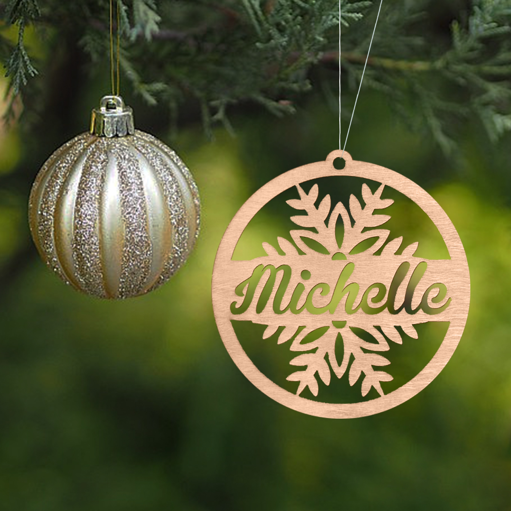 Customised Name Christmas Ornaments Snowflake Circle Ornament Personalised Gifts for Family Friends-Jessemade AU