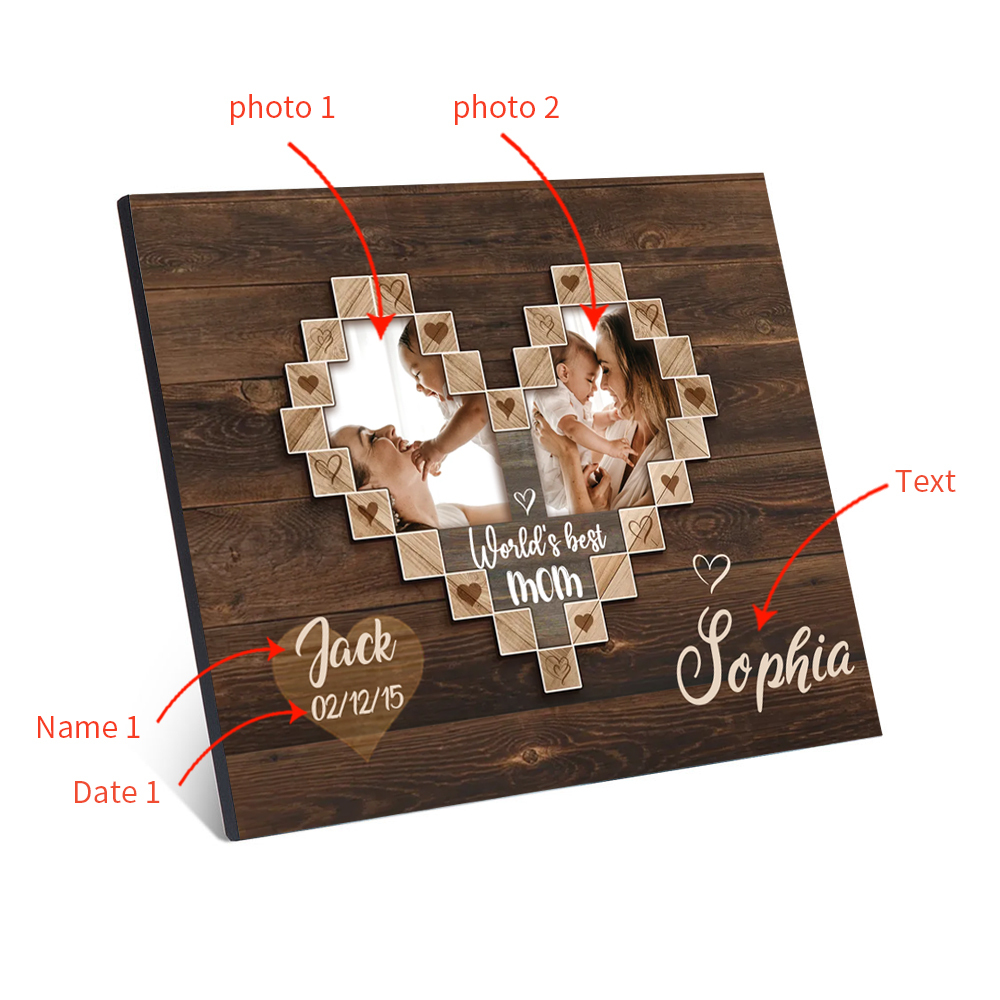 Mother Picture Board Personalised Photo Keepsake With 1 Kid Names Wood Signs Photo Frame Gifts For Mom-Jessemade AU