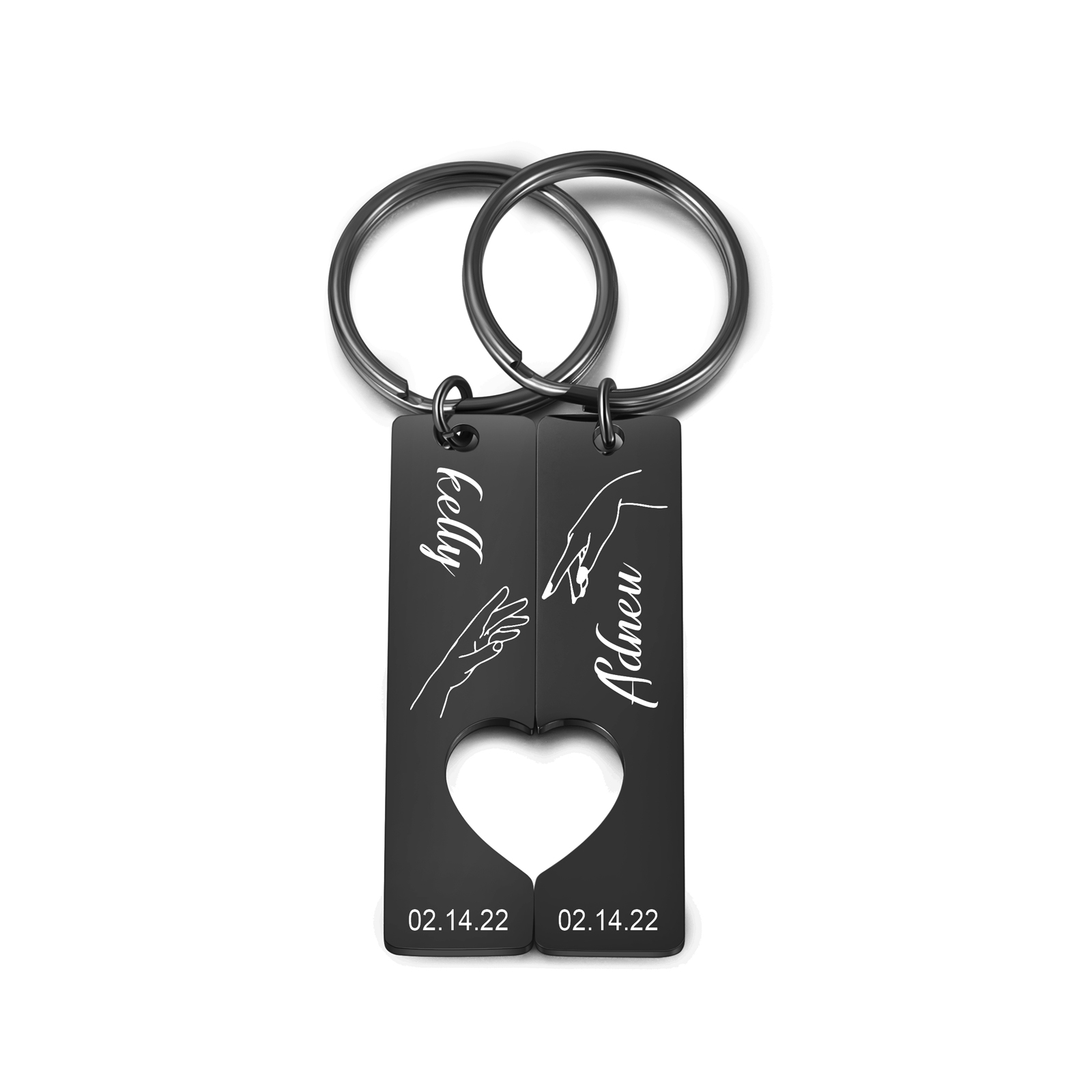 Personalised Promise Couple Keychain Set Engrave Name Heart Matching Couple Gifts-Jessemade AU