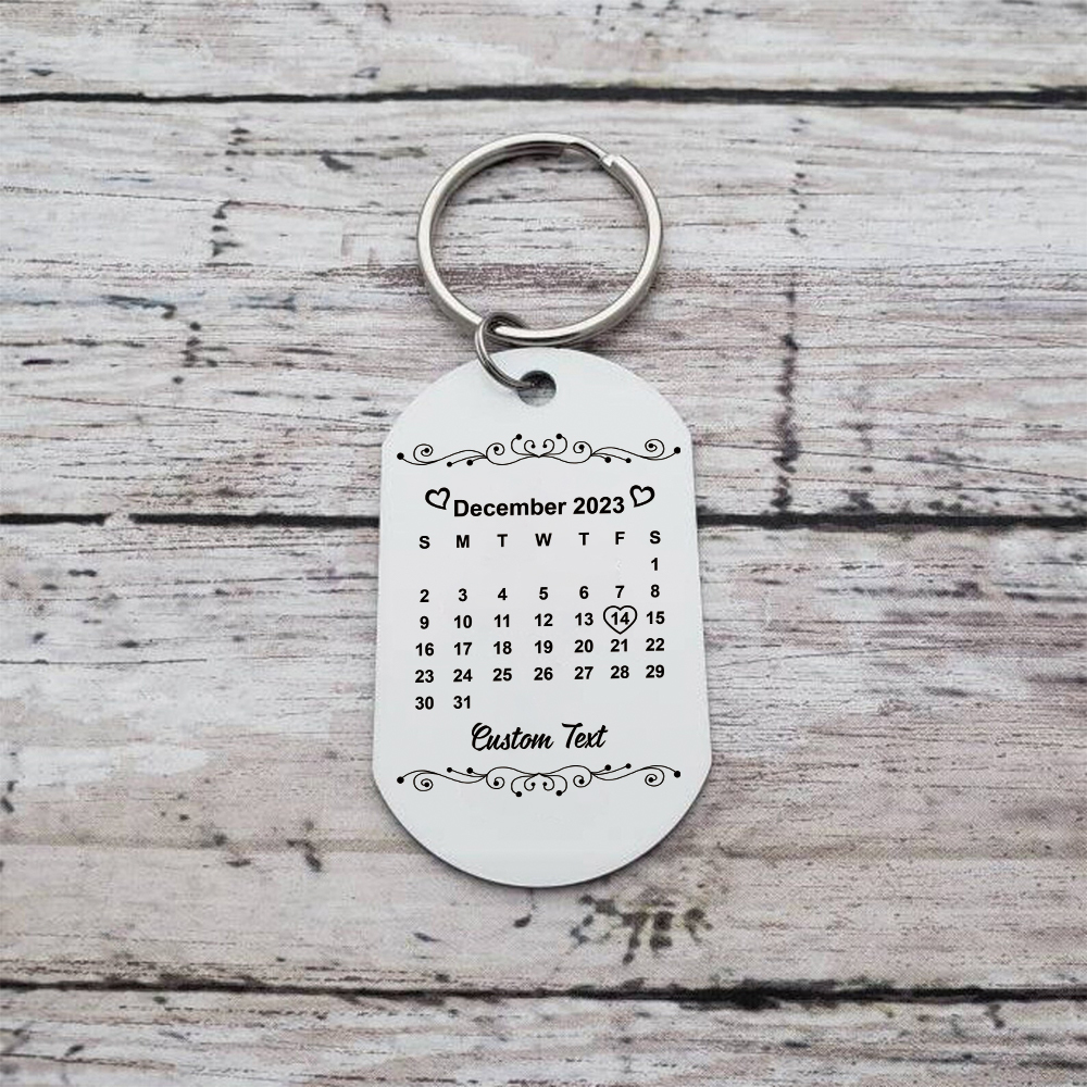 Couple Photo Keychain Customised Text & Date Keyring Calendar Valentine's Day Gifts for Him/Her-Jessemade AU
