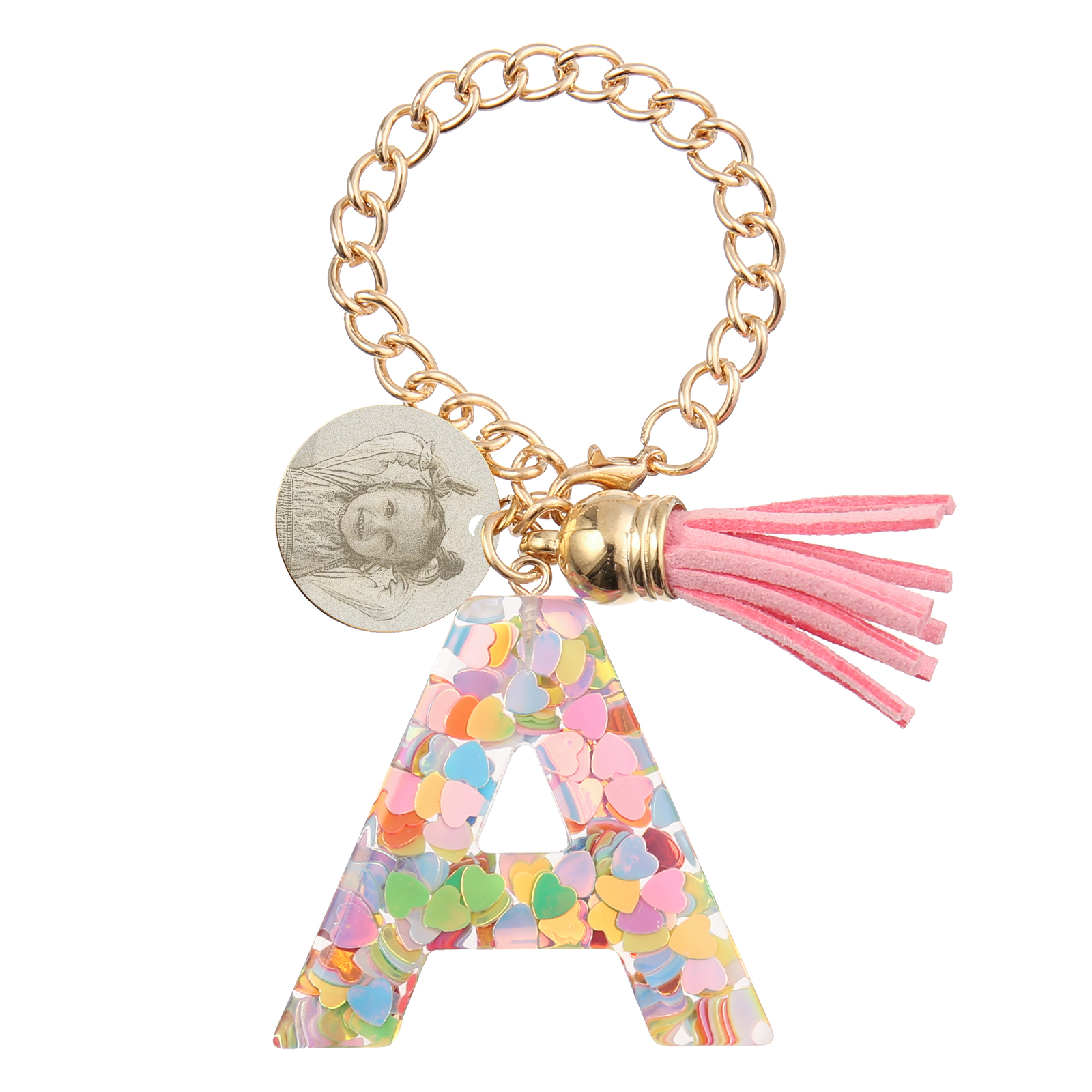 Personalised 26 Letters Pendant Custom 1 Photo Hanging Ornament Back-to-School Gift for Girls-Jessemade AU