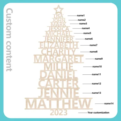14 Names - Personalised Christmas Tree Ornaments Customised Name Xmas Wooden Decor Gifts for Family Friends-Jessemade AU