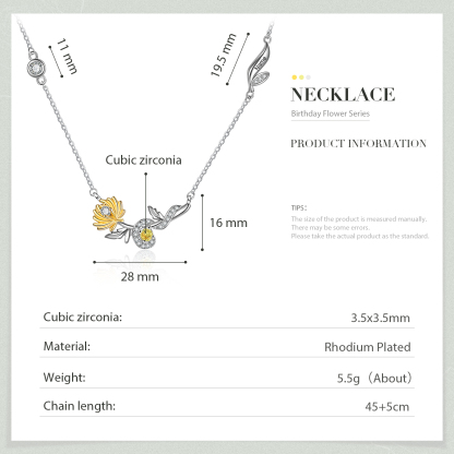 Personalised November Birthflower Necklace With Birthstone Best Gift For Her-Jessemade AU