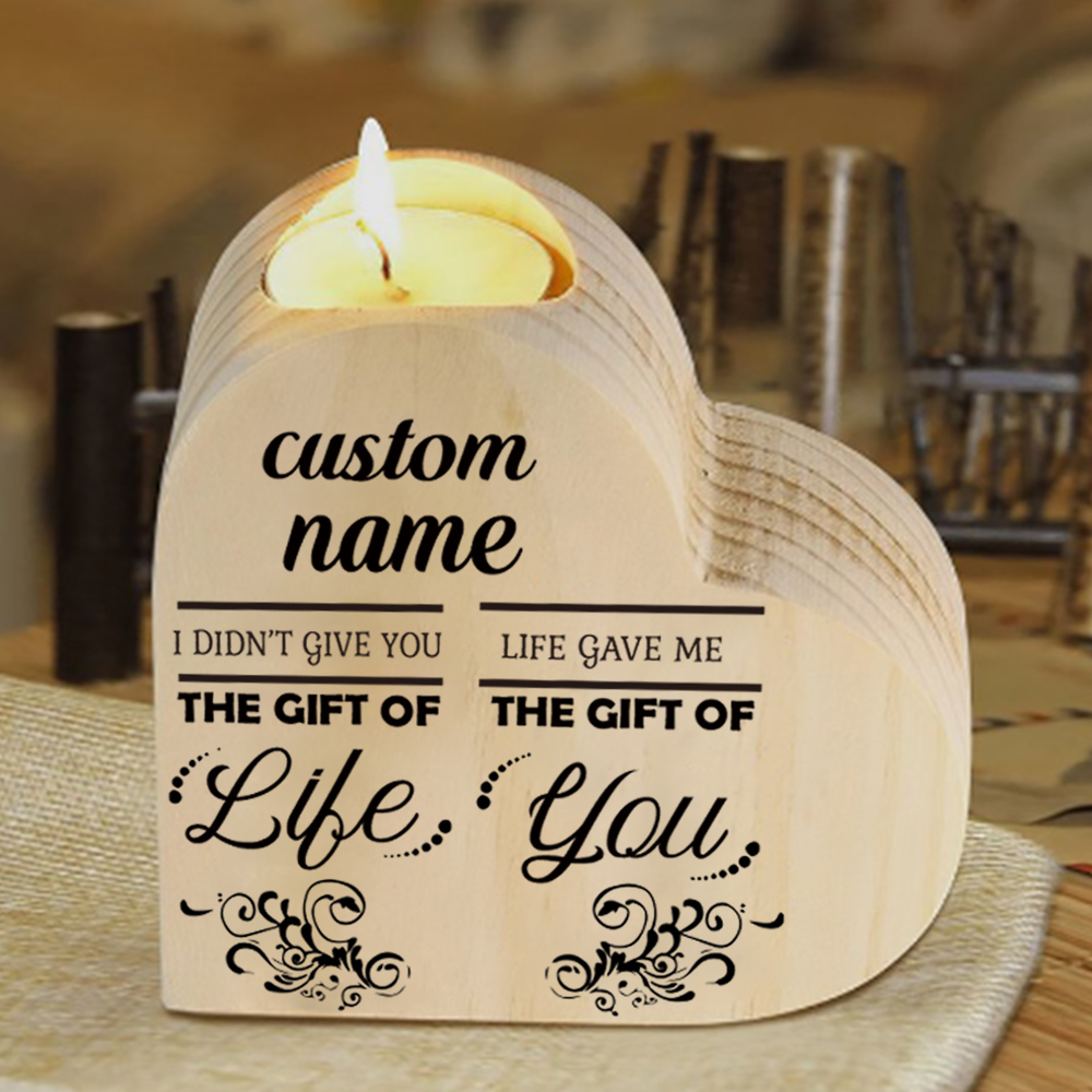 Personalised Wooden Heart Candle Holder "Life Gave Me The Gift of You"-Jessemade AU