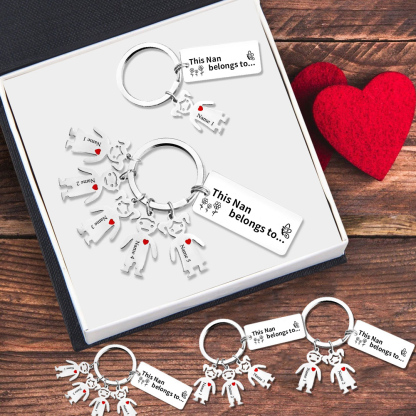 3 Names - Personalised Keychain with Kid Charms Engraved Names Keyring Mother's Day Gift for Mum/Nan-Jessemade AU