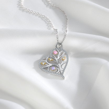Personalised Family Tree Necklace With 2 Birthstones Custom Names Best Gift For Mother-Jessemade AU