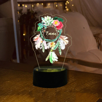 Custom Dream Catcher Night Light 7 Colours Changing Night Light With Name LED Lamp Gifts For Kids-Jessemade AU