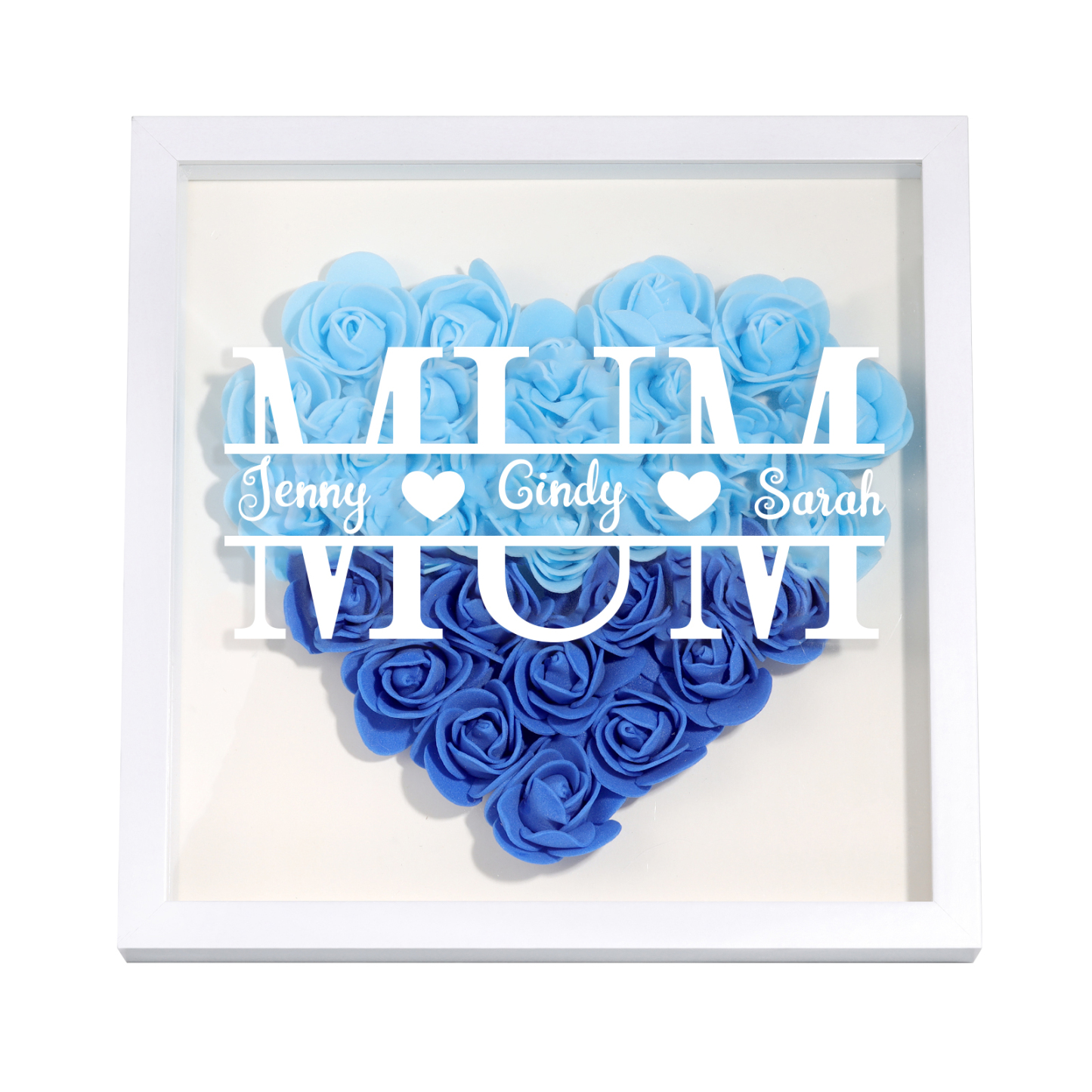 Personalised Flower Shadow Box Custom Name & Text Heart Rose Frame Decorations Mother's Day Gift for Her-Jessemade AU