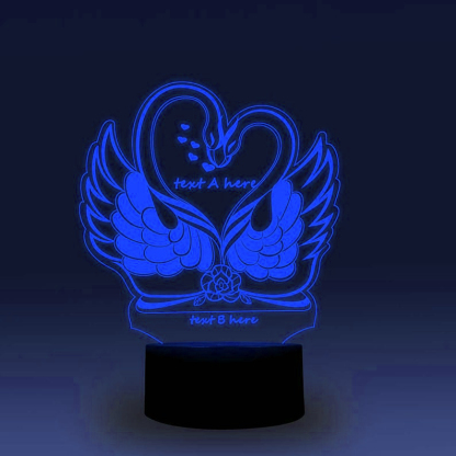 Personalised 7 Colours Changing Night Light Custom Name Swan LED Lamp Gifts For Couple-Jessemade AU