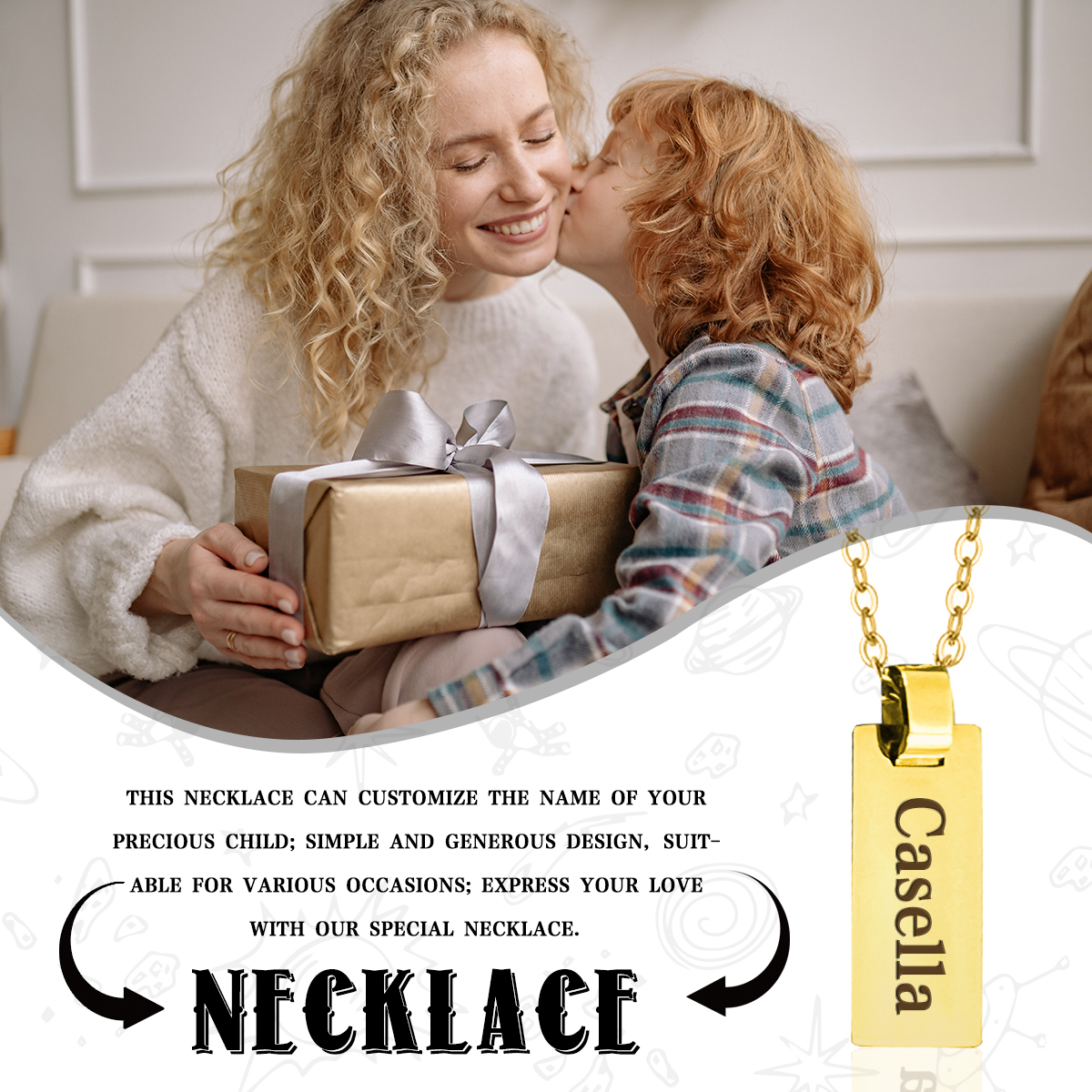 Personalised 1 Name Necklace Back To School Gold Necklace for Kids-Jessemade AU