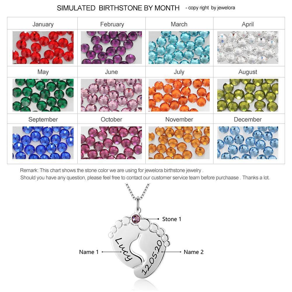 To My Mummy Personalised Baby Feet Pendant Necklace Custom 2 Names & Birthstone Necklace Gifts For Mother-Jessemade AU