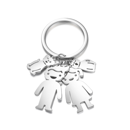 Personalised Kids Charm Keychain Engraved 4 Names Key Chain Gifts For Father-Jessemade AU