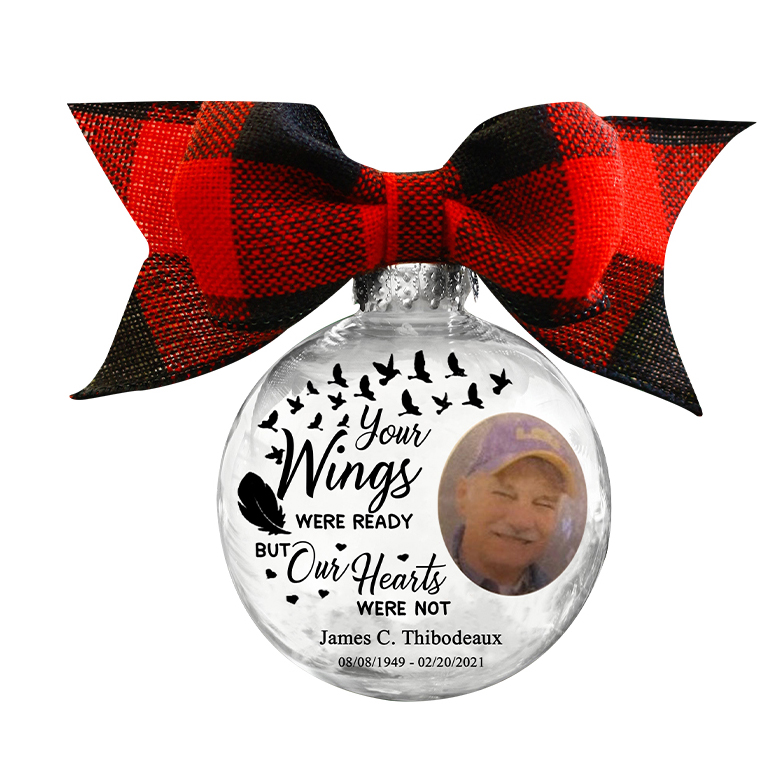 Personalised Photo Ball Ornament Feather Memorial Ornament-Jessemade AU