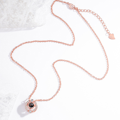 Personalised 100 Languages Projection Necklace Engraved  " I LOVE YOU" Heart Necklace Gifts For Her-Jessemade AU