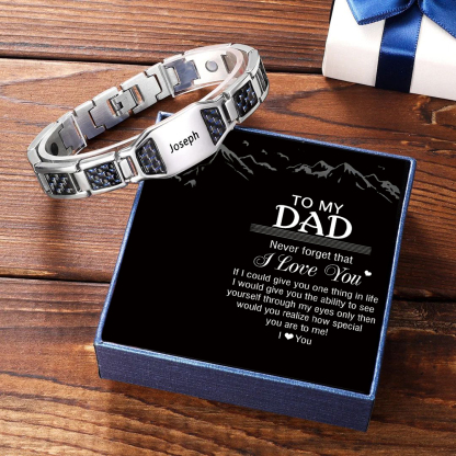 Personalised Carbon Fiber Energy Bracelet Custom Name Men's Bracelet Bangle Gifts For Him-Jessemade AU