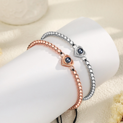 2 PCS Personalised Couple Projection Bracelet Customised 1 Photo Adjustable Bracelet Special Gift For Her/Him-Jessemade AU