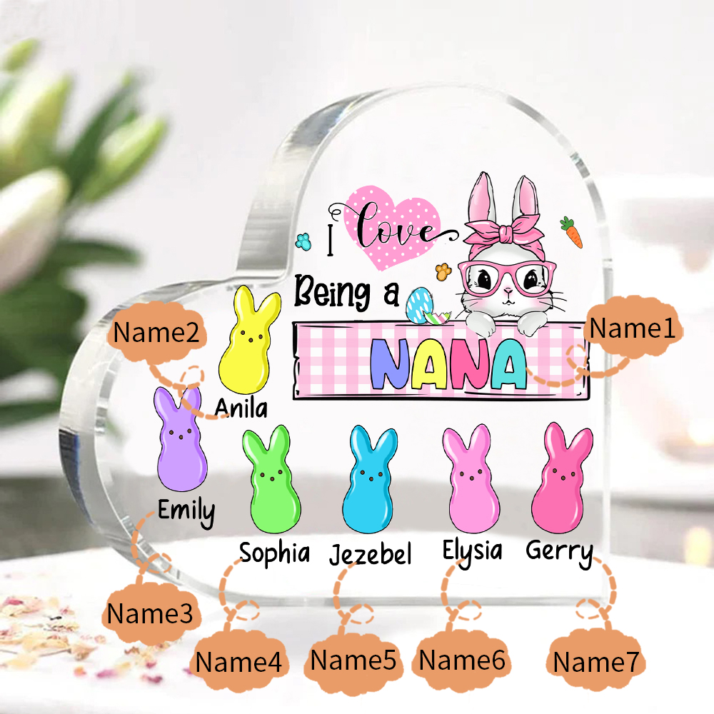 7 Names - Personalised Acrylic Heart Keepsake Custom Names Bunny Ornaments Gifts for Grandma/Mother-Jessemade AU