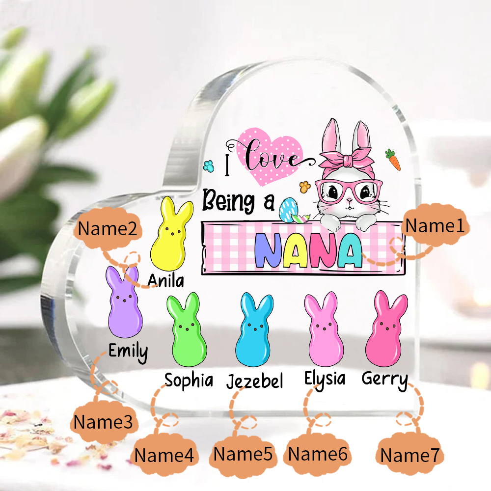 7 Names - Personalised Acrylic Heart Keepsake Custom Names Bunny Ornaments Gifts for Grandma/Mother-Jessemade AU