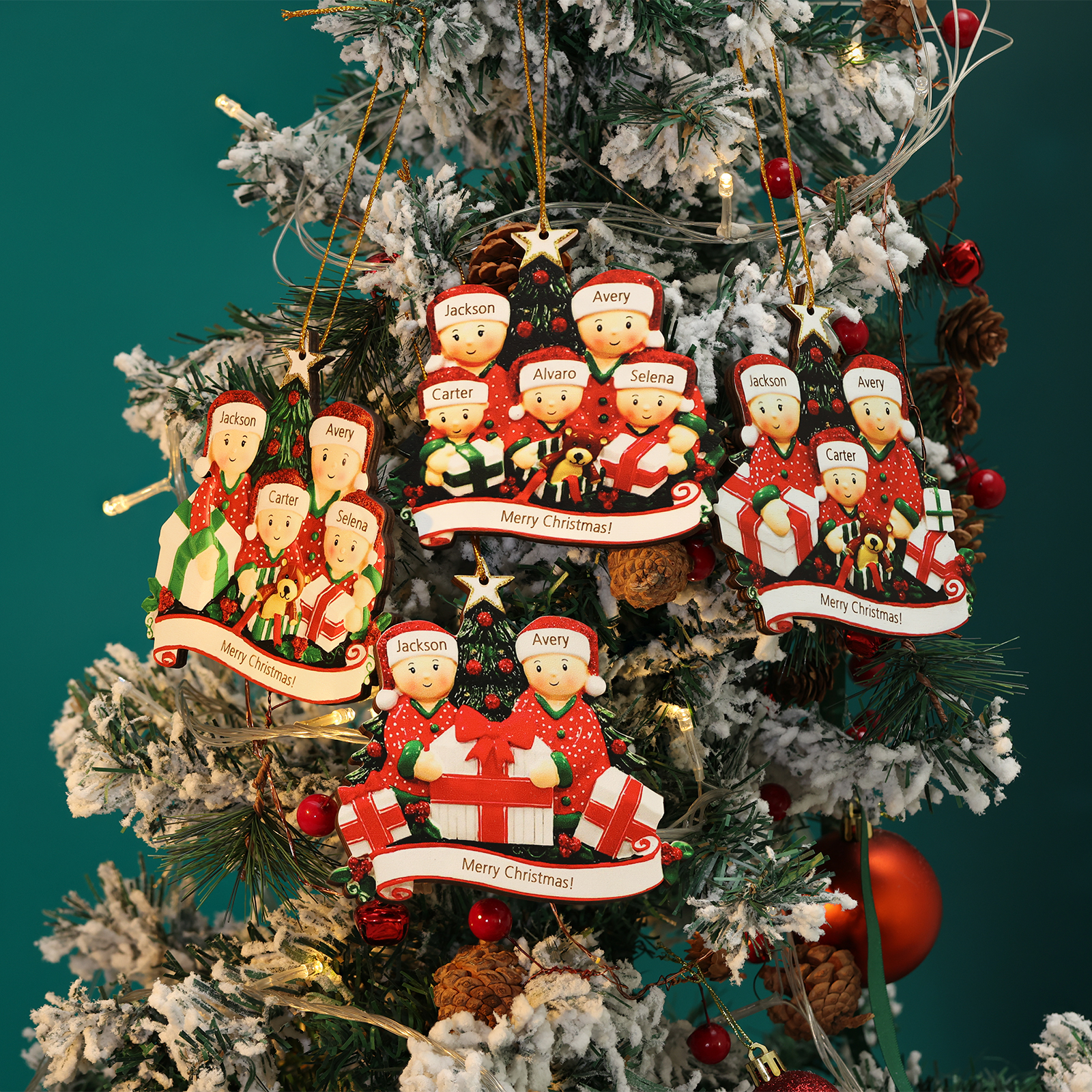 Personalised Christmas Tree Ornament Custom 5 Family Members Names Ornament-Jessemade AU