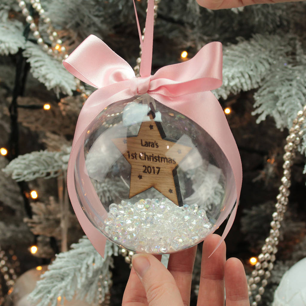 Personalised Star Ball Ornament Custom 1st Christmas Bauble Gifts-Jessemade AU