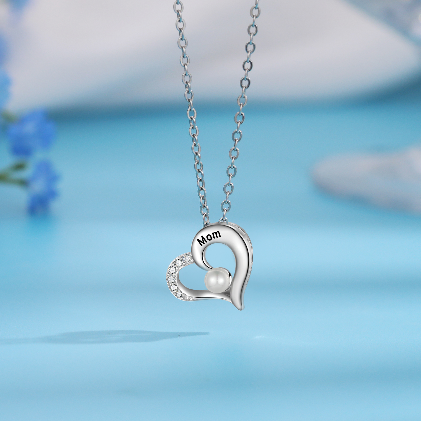 Custom Heart Necklace Engrave 1 Name Family Necklace-Jessemade AU