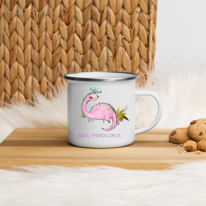 Personalised Enamel Mug Customised Name Dinosaur Cup Camping Mug Birthday Gift for Kids - Brachiosaurus-Jessemade AU
