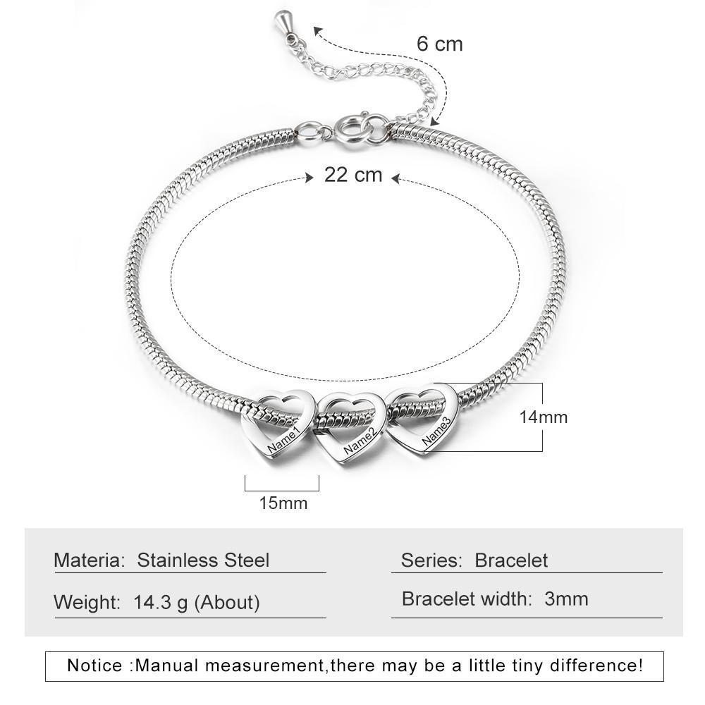 Jessemade Adjustable Personalised Ankle Bracelets for Women Silver 2 Love Heart Charms For Her.-Jessemade AU
